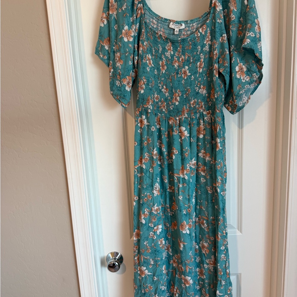 Floral Teal Midi Dress